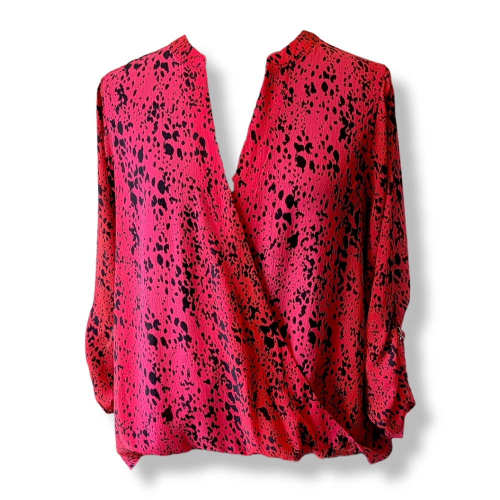 Red and Black Leopard Print Blouse